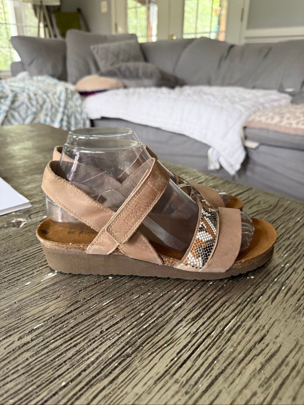 NAOT Gwyneth Sandals in Khaki Leather sz 39 or US 8 NWOT see description